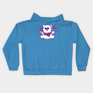 Cute Polar Bear Holding Ice Cream Cone Cartoon Kids Hoodie